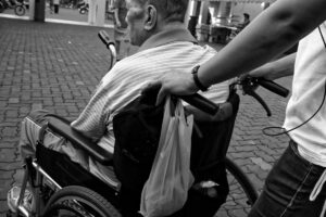 elderly parent in a wheelchair