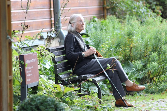 old woman sitting on a bench