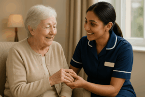 Elderly care resident and nurse
